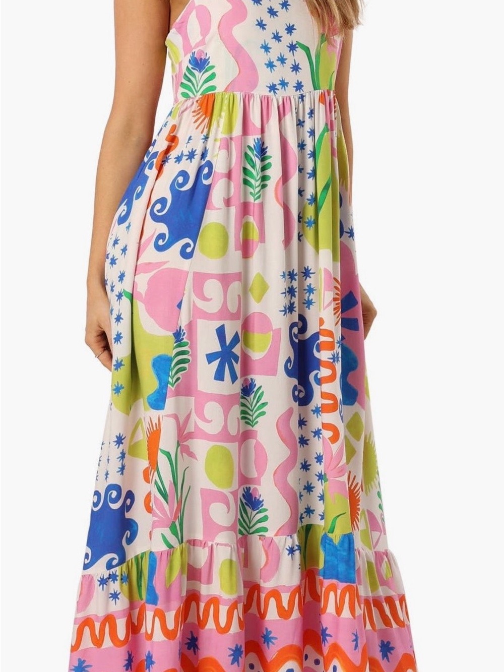 Petal & Pup Pink Multi-Print Maxi Dress with Blue & Lime Accents